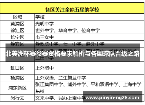 北美洲杯赛参赛资格要求解析与各国球队晋级之路